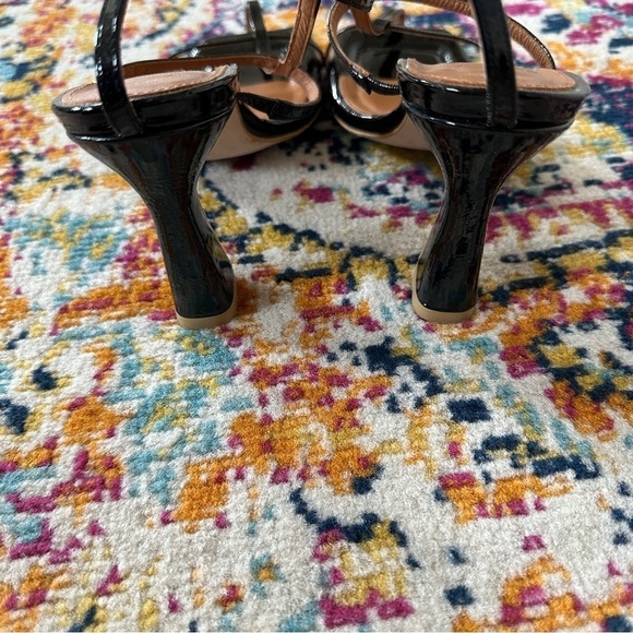 8 by YOOX Patent Leather Square Toe Sandals High Heels in Black Size 40 US 10 - Picture 5 of 9